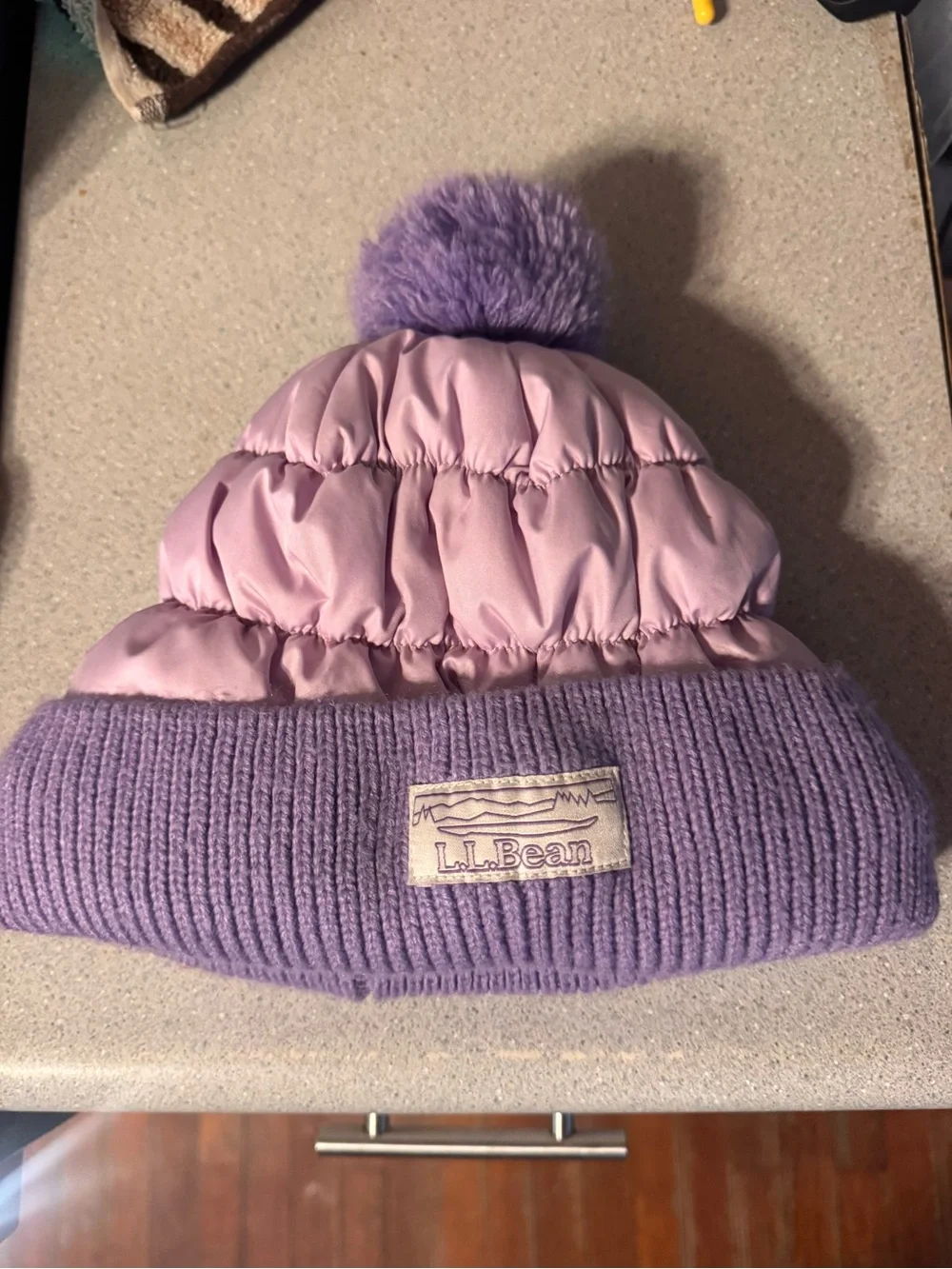L.L. Bean Lavender and Lilac Pom Pom Kids Winter Beanie